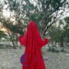 Abaya femme Rouge papillon "Ichrak" avec ensemble Khimar longue jilbab femme robe hijab moderne