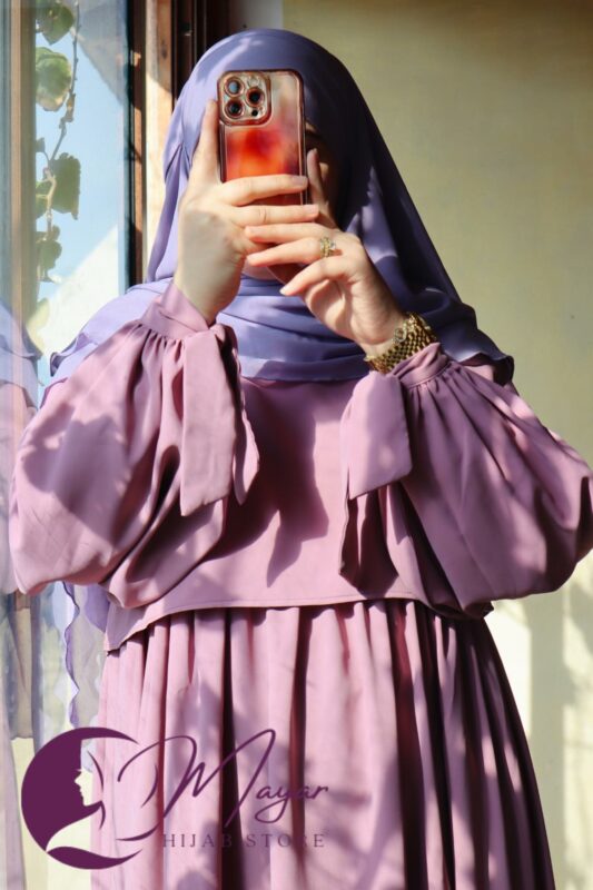 Jilbab femme tunisie - Abaya femme tunisie yara mauve poudré