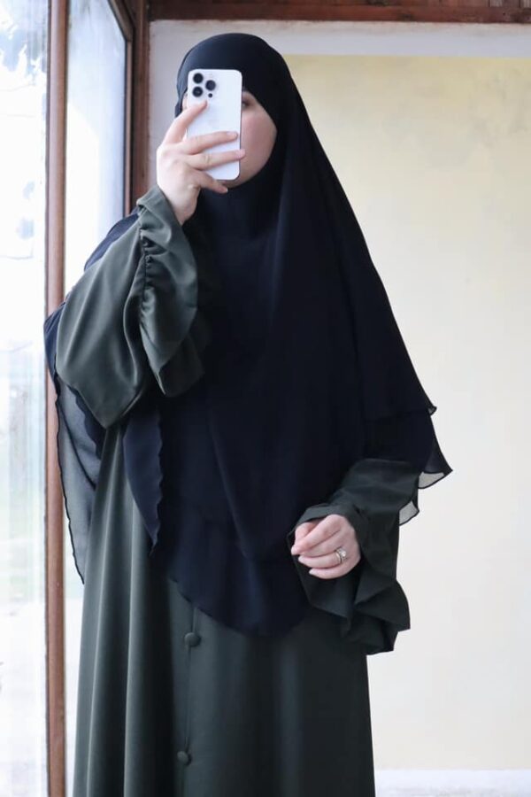 Abaya femme une pièce "MALIKA" Vert Militaire longue abaya femme robe moderne Tunisie