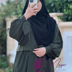 Vert militaire 2 Jilbab femme tunisie - Abaya femme tunisie yara - Mayar Hijab Store