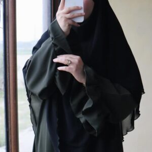 Abaya femme une pièce "MALIKA" Vert Militaire longue abaya femme robe moderne Tunisie