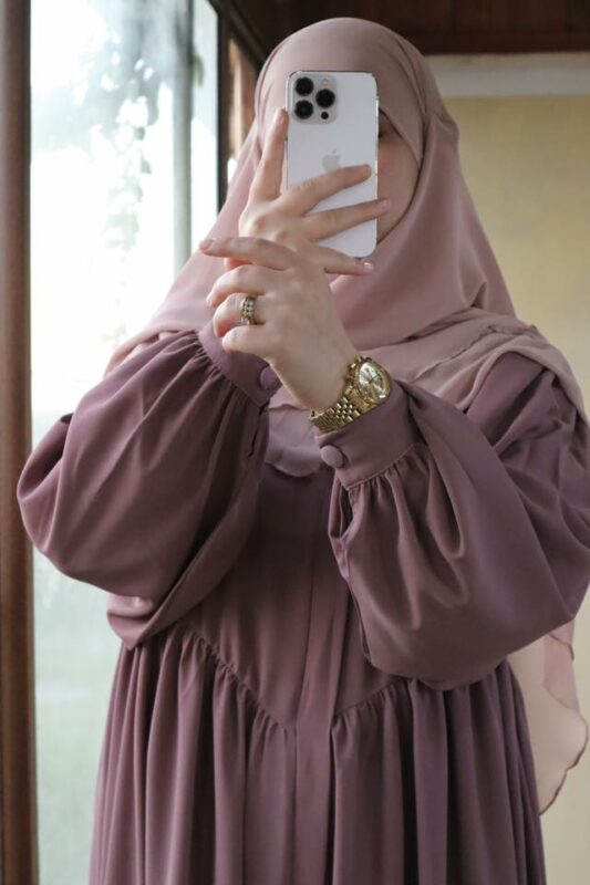 Abaya femme une pièce Dorra caramel glacé