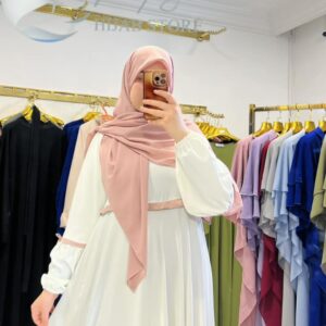 Abaya femme une pièce "ZINA" Blanc sale longue abaya femme robe moderne Tunisie