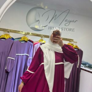 Abaya femme une pièce ZINA Framboise longue abaya femme robe moderne Tunisie