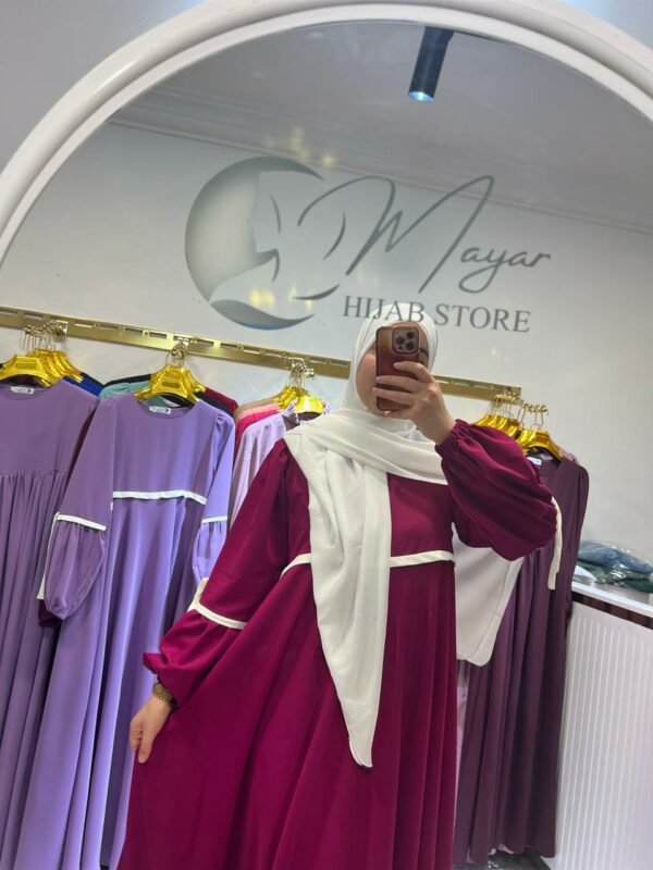 Abaya femme une pièce ZINA Framboise longue abaya femme robe moderne Tunisie