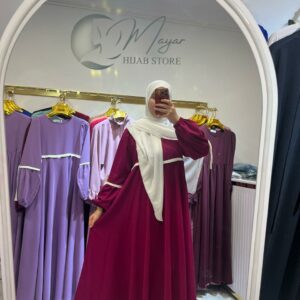 Abaya femme une pièce ZINA Framboise longue abaya femme robe moderne Tunisie