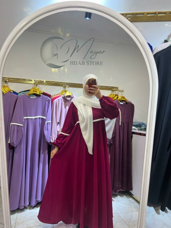 Abaya femme une pièce ZINA Framboise longue abaya femme robe moderne Tunisie