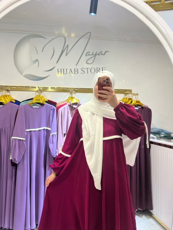 Abaya femme une pièce ZINA Framboise longue abaya femme robe moderne Tunisie