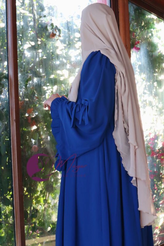 Abaya femme une pièce "Takwa" bleu roi longue abaya femme robe moderne Tunisie