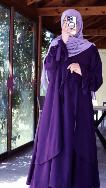 Abaya femme deux pièces "Hana" Aubergine