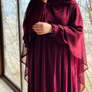 Ensemble deux pièces Cape et Jilbab Somou Rouge Bordeaux