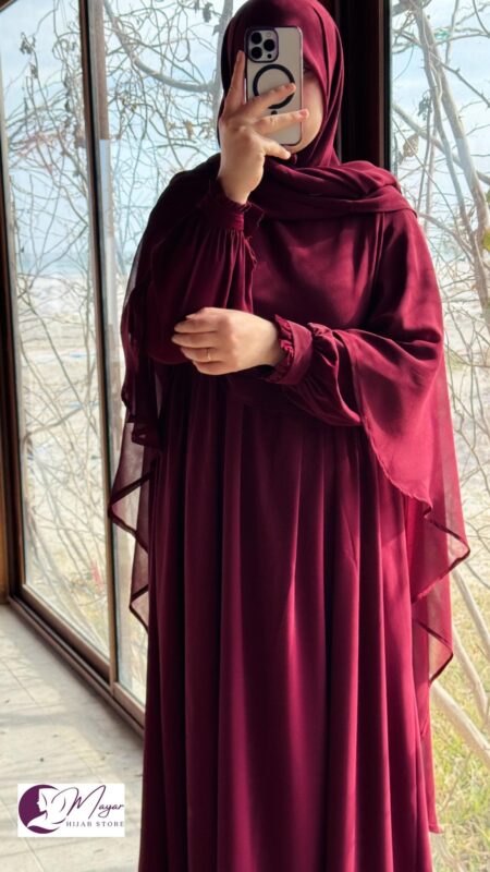 Ensemble deux pièces Cape et Jilbab Somou Rouge Bordeaux