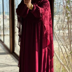 Ensemble deux pièces Cape et Jilbab Somou Rouge Bordeaux