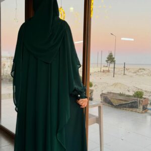 Ensemble deux pièces Cape et Jilbab "Somou" Vert Royale longue longue cape et Jilbab femme robe moderne Tunisie