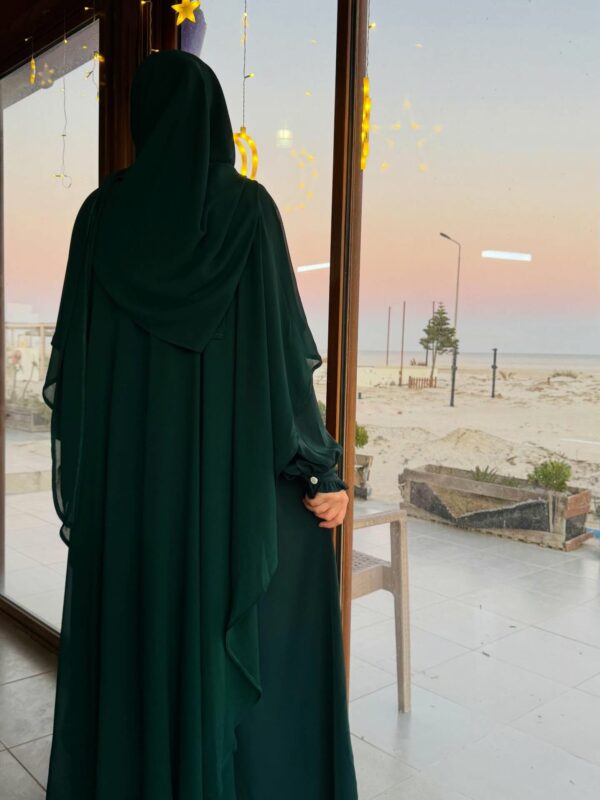 Ensemble deux pièces Cape et Jilbab "Somou" Vert Royale longue longue cape et Jilbab femme robe moderne Tunisie