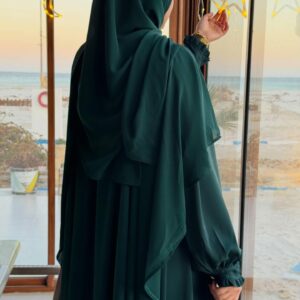 Ensemble deux pièces Cape et Jilbab Somou Vert Royale