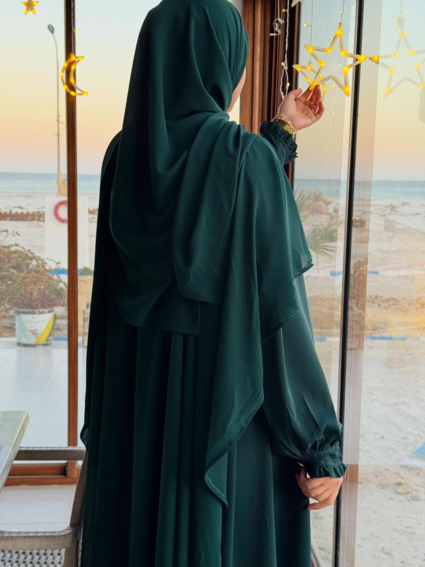 Ensemble deux pièces Cape et Jilbab Somou Vert Royale